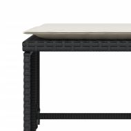 Градински стол с табуретка за крака черен полиратан