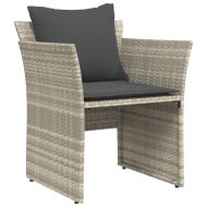 Градински стол с табуретка за крака светлосив полиратан