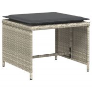 Градински стол с табуретка за крака светлосив полиратан