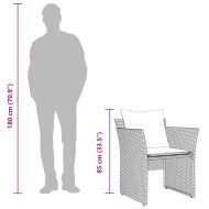 Градински стол с табуретка за крака светлосив полиратан