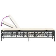 Шезлонги, 2 бр, с масичка, черни, полиратан