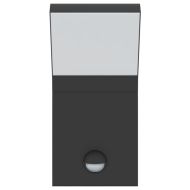 Външни LED стенни лампи със сензори, 2 бр, черен, лят алуминий