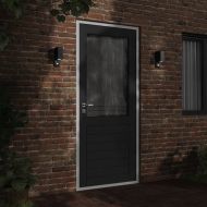 Външна стенна лампа със сензор, черен, лят алуминий