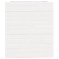 Градински сандък, бял, 40x40x46 см, масивна борова дървесина