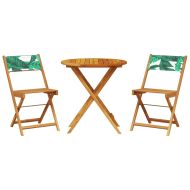 Бистро комплект, 3 части, на листа, плат и дърво масив