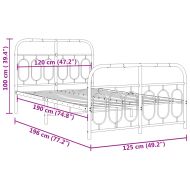 Метална рамка за легло с горна и долна табла, черна, 120x190 см