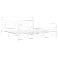 Метална рамка за легло с горна и долна табла, бяла, 200x200 см