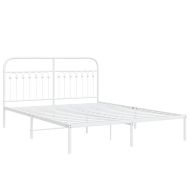Метална рамка за легло с горна табла, бяла, 150x200 см