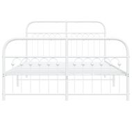 Метална рамка за легло с горна и долна табла, бяла, 137x190 см