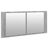 Шкаф с LED огледало за баня, сив сонома, 100x12x45 см