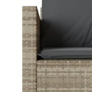 Бистро комплект с възглавници 3 части светлосив полиратан