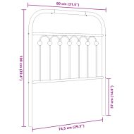 Метална резервна табла за легло, черна, 75 см