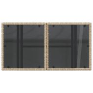 Градинска маса със стъклен плот бежов 100x55x73 см полиратан