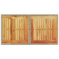 Градинска маса, бежова, 100x55x73см, полиратан и акациево дърво