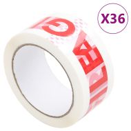 Опаковъчна лента 36 бр с принт ЧУПЛИВО бяло 48 мм x 66 м