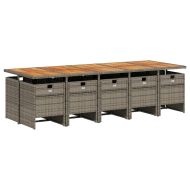 Градински комплект с възглавници 11 части сив полиратан