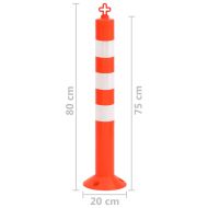 Сигнални колчета за контрол на трафика 10 бр с верига 75 см PE