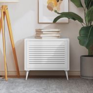 Врата за шкаф с решетен дизайн, бяла, 39,5x59,4 см, бор масив