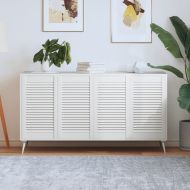 Врати за шкафове с решетен дизайн 4 бр бял 69x39,4 см бор масив