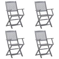 Сгъваеми градински столове, 4 бр, с възглавници, акация масив