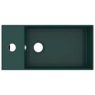 Мивка за баня с преливник, керамична, тъмнозелена