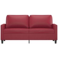 2-местен диван, Виненочервен, 140 см, изкуствена кожа