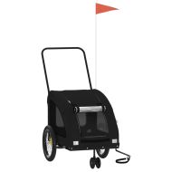 Ремарке за колело за любимци черно Оксфорд плат и желязо