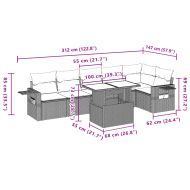 Градински комплект с възглавници, 7 части, кафяв, полиратан
