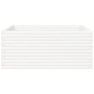 Градински сандък, бял, 110x110x46 см, масивна борова дървесина