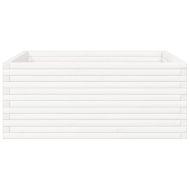 Градински сандък, бял, 110x110x46 см, масивна борова дървесина