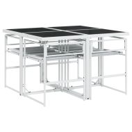 Градински комплект от 5 части, с възглавници, бял, текстилен