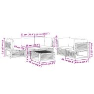 Градински диван с възглавници, 6 части, масив акация