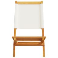 Сгъваеми градински столове, 8 бр, кремави, плат и дърво масив