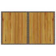 Градинска маса с дървен плот сива 110x68x70 см полиратан