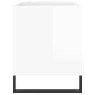 Шкаф за грамофонни плочи бял гланц 85x38x48 см инженерно дърво