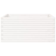 Градински сандък, бял, 100x100x46 см, масивна борова дървесина
