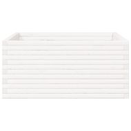 Градински сандък, бял, 100x100x46 см, масивна борова дървесина