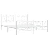 Метална рамка за легло с горна и долна табла, бяла, 183x213 см
