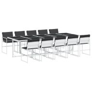 Градински комплект от 11 части, с възглавници, бял, текстилен