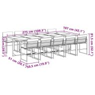 Градински комплект от 11 части, с възглавници, бял, текстилен