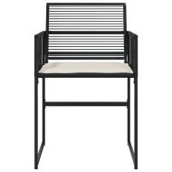 Градински столове с възглавници, 4 бр, черен, полиратан