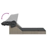 Двоен шезлонг със сенник и възглавници сив полиратан