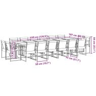 Градински трапезен комплект 17 части черен текстилен