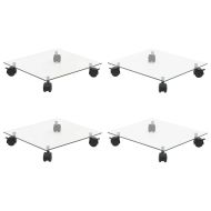 Стойки за саксии с колела 4 бр 35x35 см закалено стъкло квадрат