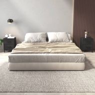 Нощни шкафчета, 2 бр, черни, 36x30x45 см, борово дърво масив