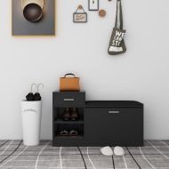 Пейка за обувки, черен гланц, 94,5x31x57 см, инженерно дърво