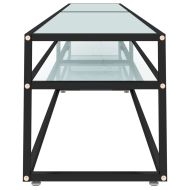 ТВ шкаф, бял мрамор, 220x40x40,5 см, закалено стъкло