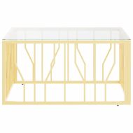 Маса за кафе златиста 80x80x40 cм неръждаема стомана и стъкло