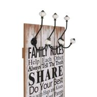 Закачалка за дрехи с 6 куки, 120х40 см, "FAMILY RULES"