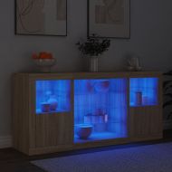 Сайдборд с LED светлини, сонома дъб, 142,5x37x67 см